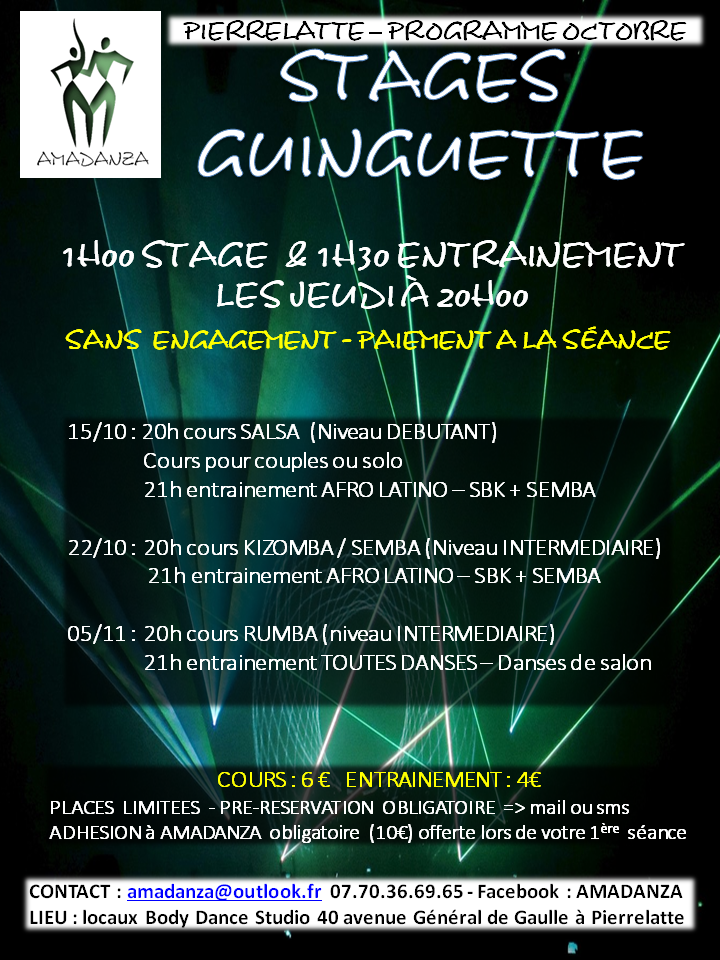 Cours de danse ; stages ; DJ animation ; compétition ; Pierrelatte ; Montélimar ; Viviers ; Bollène ; Pont saint esprit ; Donzère ; Saint paul trois chateaux ; Drôme ; Ardèche ; Gard ; Vaucluse ; Danses de société ; danses de salon ; latino ; latines ; salsa ; bachata ; kizomba ; valse ; musette ; rock.