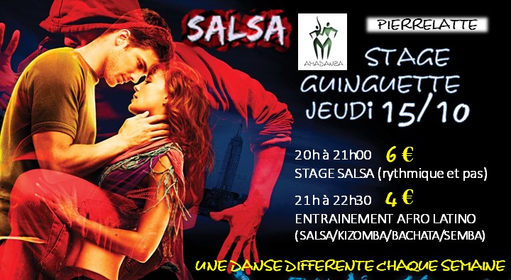 Cours de danse ; stages ; DJ animation ; compétition ; Pierrelatte ; Montélimar ; Viviers ; Bollène ; Pont saint esprit ; Donzère ; Saint paul trois chateaux ; Drôme ; Ardèche ; Gard ; Vaucluse ; Danses de société ; danses de salon ; latino ; latines ; salsa ; bachata ; kizomba ; valse ; musette ; rock.