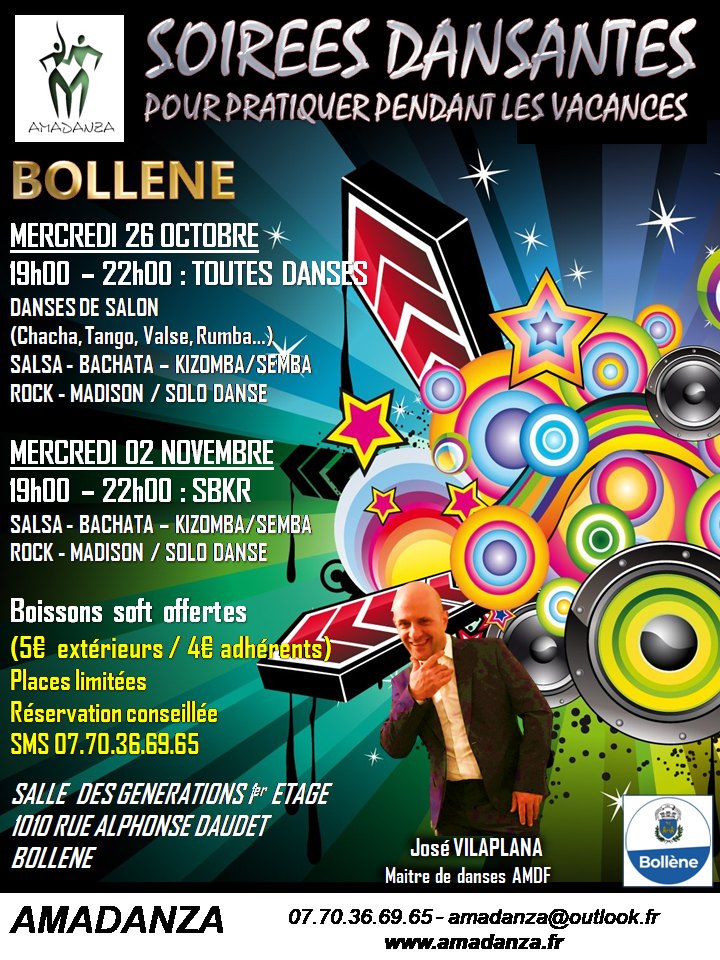Cours de danse ; stages ; DJ animation ; compétition ; Pierrelatte ; Montélimar ; Viviers ; Bollène ; Pont saint esprit ; Donzère ; Saint paul trois chateaux ; Drôme ; Ardèche ; Gard ; Vaucluse ; Danses de société ; danses de salon ; latino ; latines ; salsa ; bachata ; kizomba ; valse ; musette ; rock.